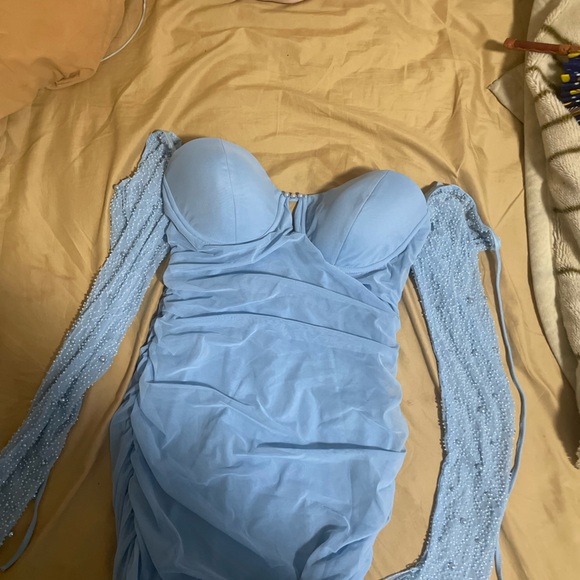 ST. GERMAIN
Embellished Long Sleeve Mini Dress in Blue - Picture 1 of 7